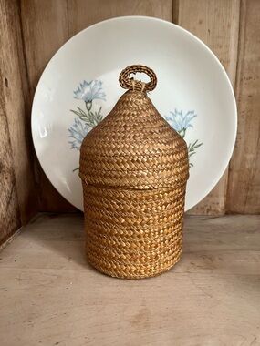 Vintage 1960’s  Raffia Lidded Basket: Rosenthal Netter Italian Decor